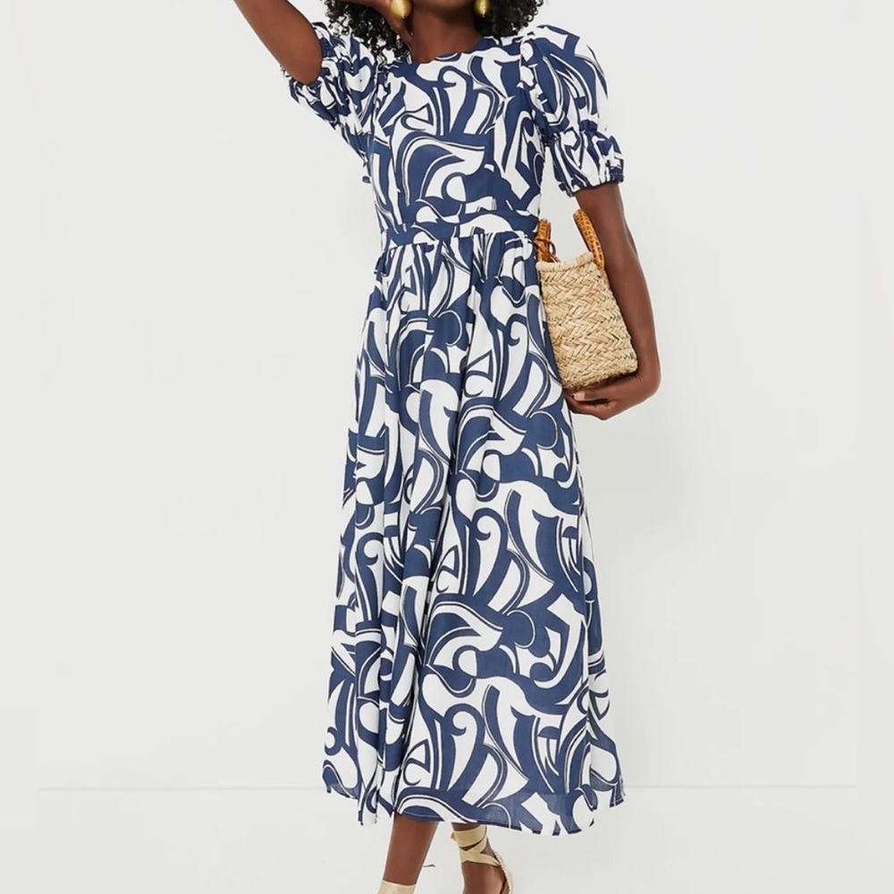 Tuckernuck Navy and White Swirl Maxi Dress